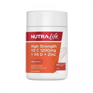 Nutralife  纽乐高含量VC 1200mg+ Vit D + Zinc 60片【2028.03】